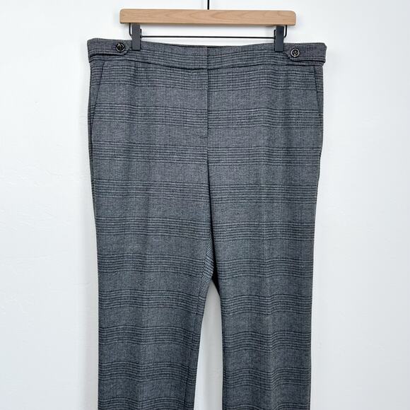 Ann Taylor The Straight Dark Plaid Button Tab Office Pant NWT - Picture 1 of 12